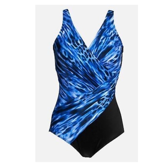 Miraclesuit Oceanus Delphine Blue Animal Print One Piece Swimsuit - Picture 7 of 12